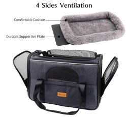 Transporter dla Kota i Psa Morpilot – Składany, Zatwierdzony do Samolotu + Miska, Szary