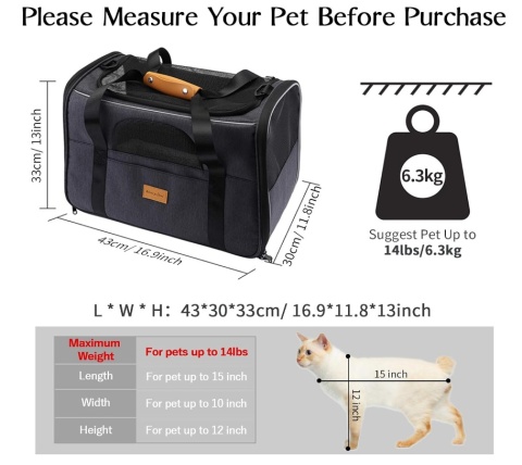 Transporter dla Kota i Psa Morpilot – Składany, Zatwierdzony do Samolotu + Miska, Szary