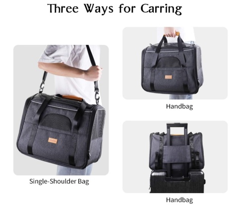 Transporter dla Kota i Psa Morpilot – Składany, Zatwierdzony do Samolotu + Miska, Szary