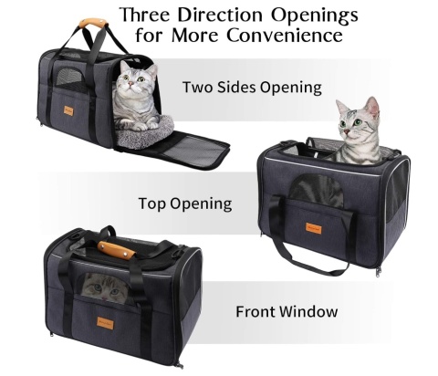 Transporter dla Kota i Psa Morpilot – Składany, Zatwierdzony do Samolotu + Miska, Szary