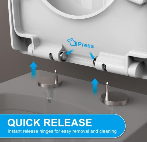 Deska Toaletowa Ibergrif M41001 – Wolnoopadająca, Kształt D, Szybki Demontaż, Biała