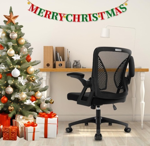 Ergonomiczne Krzesło Biurowe Milacyee – Oddychająca Siatka, Podnoszone Podłokietniki, Czarne