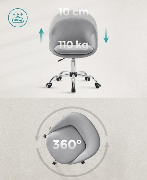 Krzesło do Biurka i Toaletki SONGMICS – Regulowane, Bawełna i Len, Gołębi Szary