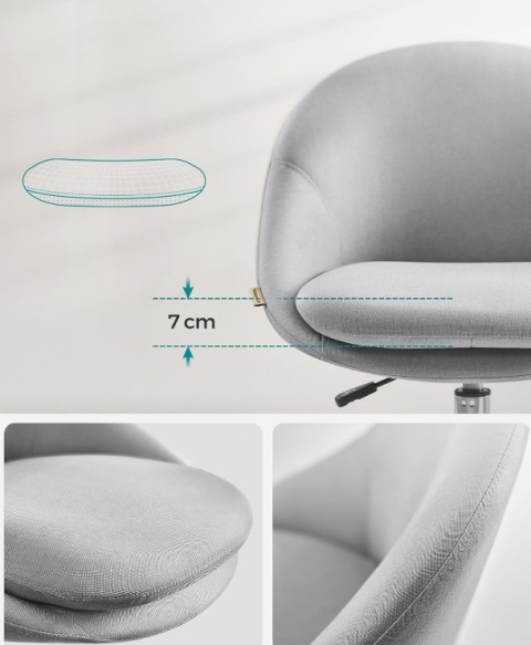 Krzesło do Biurka i Toaletki SONGMICS – Regulowane, Bawełna i Len, Gołębi Szary