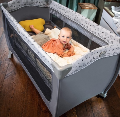 Łóżeczko Turystyczne Hauck Sleep N Play Center – Zestaw z Przewijakiem i 2 Poziomami, Szary Teddy