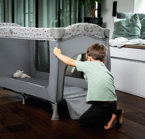 Łóżeczko Turystyczne Hauck Sleep N Play Center – Zestaw z Przewijakiem i 2 Poziomami, Szary Teddy