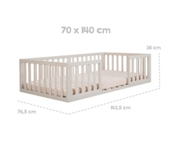 Łóżko Podłogowe Roba Montessori 70x140 cm – Samodzielność i Bezpieczeństwo, Szare