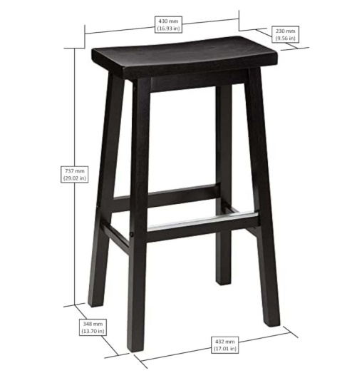 Zestaw 2 Hokerów Barowych Amazon Basics 74cm Czarny