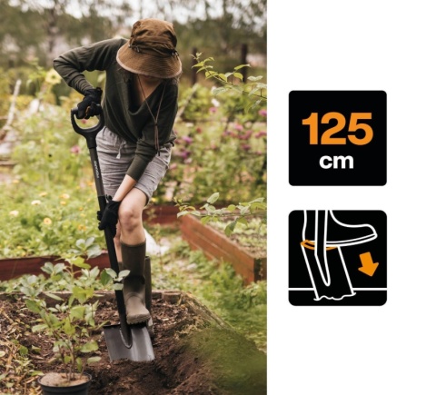 Szpadel Ergonomiczny Fiskars – Zaokrąglony, Stal Borowa, Powłoka SoftGrip