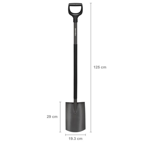 Szpadel Ergonomiczny Fiskars – Zaokrąglony, Stal Borowa, Powłoka SoftGrip