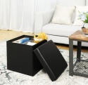 Skrzynia do Siedzenia SONGMICS 38x38x38 cm – Taboret, Pufa, Pojemnik, Czarna Eko-Skóra