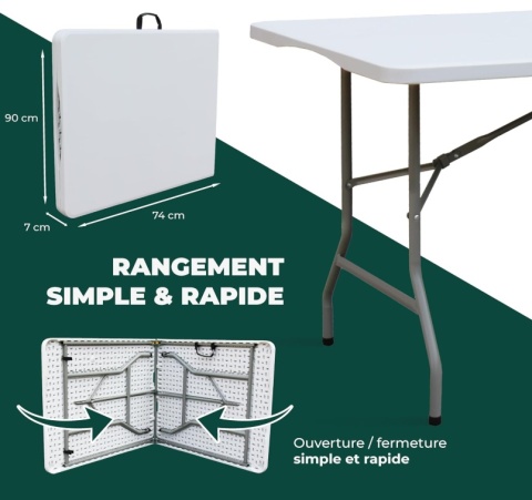Stół Składany KAMBERG 180x74 cm – Cateringowy, Ogrodowy, Udźwig 150 kg