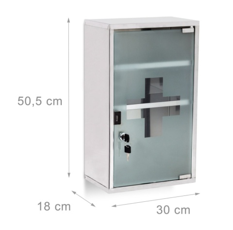 Szafka Medyczna EMRGENCY XL – Stal Nierdzewna, 3 Głębokie Półki, Zamykana na Klucz