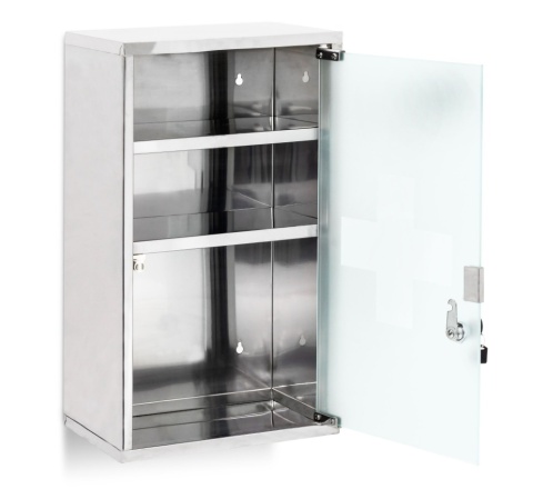 Szafka Medyczna EMRGENCY XL – Stal Nierdzewna, 3 Głębokie Półki, Zamykana na Klucz