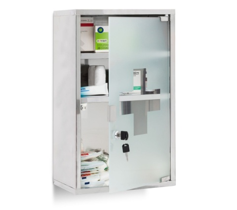 Szafka Medyczna EMRGENCY XL – Stal Nierdzewna, 3 Głębokie Półki, Zamykana na Klucz