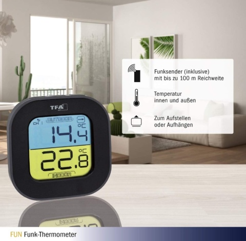 Termometr Radiowy TFA Dostmann - Wewnętrzny/Zewnętrzny, Cyfrowy, MAX/MIN