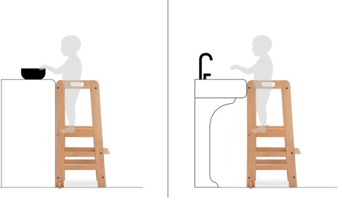Wieża edukacyjna Montessori dla dzieci hauck Learn N Explore z drewna bukowego