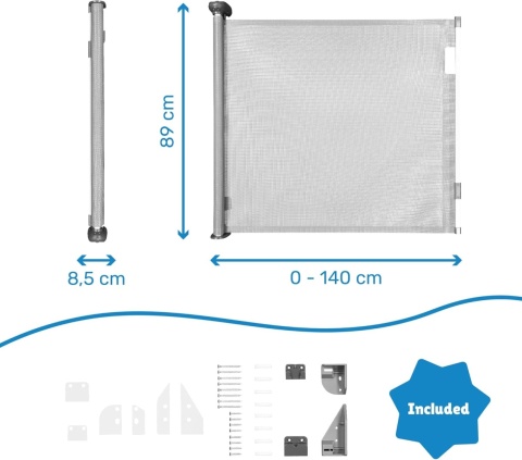 Badabulle Bezpieczne & Roll – Chowane Ogrodzenie Bezpieczeństwa do Drzwi i Schodów 140 cm