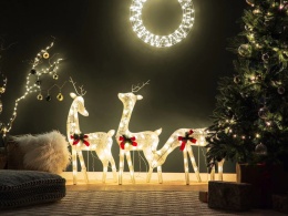 Beliani ANGELI dekoracja ogrodowa LED renifer 92/85/49 cm biała