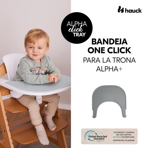 Hauck Alpha Click Tray – taca na zacisk do krzesełka Alpha+ i Beta+, szybki montaż bez narzędzi, szara