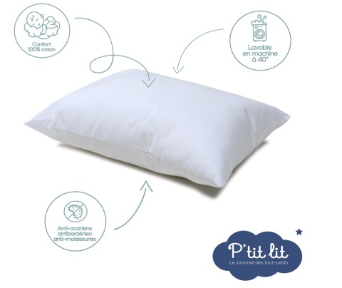Hipoalergiczna Poduszka Dziecięca P'TIT LIT 40x60 cm – 100% Bawełna, Anti-Mite