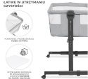 Łóżeczko Dostawne 2w1 Kinderkraft NESTEE UP 2 – Regulacja Wysokości, Materac, Szare