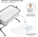 Łóżeczko Dostawne 2w1 Kinderkraft NESTEE UP 2 – Regulacja Wysokości, Materac, Szare
