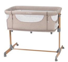 MoMi SMART BED – Łóżeczko Dostawne 4w1 z Materacem i Moskitierą, Beżowe