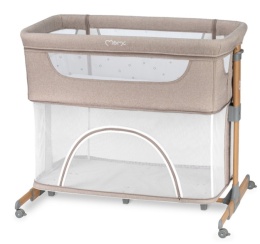 MoMi SMART BED – Łóżeczko Dostawne 4w1 z Materacem i Moskitierą, Beżowe