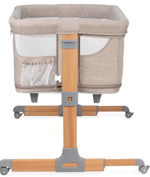 MoMi SMART BED – Łóżeczko Dostawne 4w1 z Materacem i Moskitierą, Beżowe