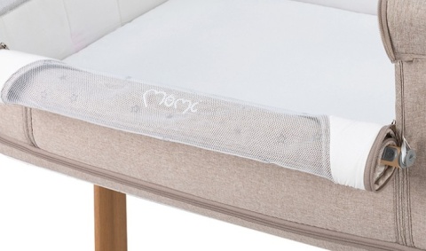 MoMi SMART BED – Łóżeczko Dostawne 4w1 z Materacem i Moskitierą, Beżowe