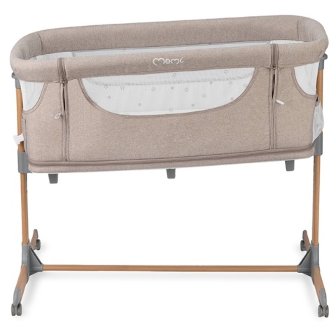 MoMi SMART BED – Łóżeczko Dostawne 4w1 z Materacem i Moskitierą, Beżowe