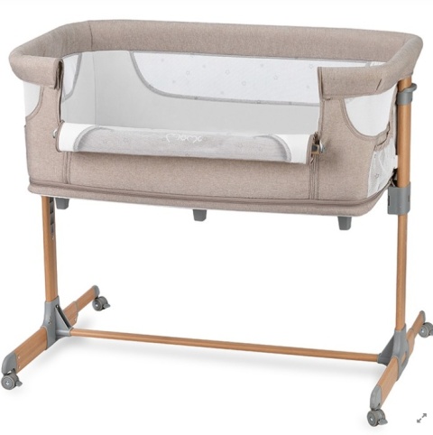 MoMi SMART BED – Łóżeczko Dostawne 4w1 z Materacem i Moskitierą, Beżowe