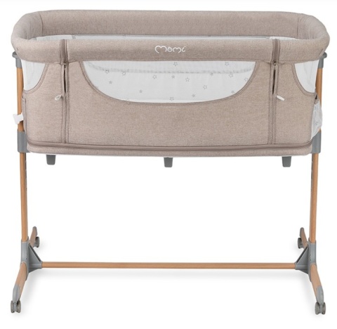 MoMi SMART BED – Łóżeczko Dostawne 4w1 z Materacem i Moskitierą, Beżowe