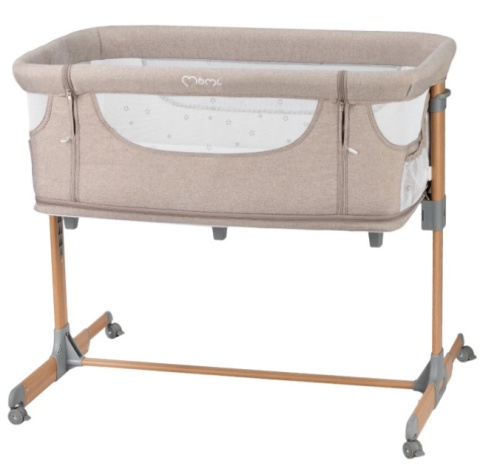 MoMi SMART BED – Łóżeczko Dostawne 4w1 z Materacem i Moskitierą, Beżowe