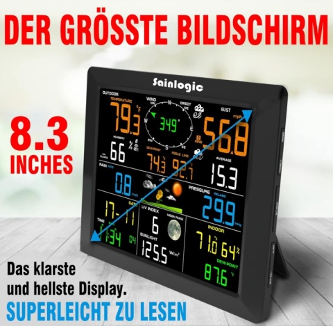 Profesjonalna Stacja Pogodowa WiFi Sainlogic – Czujnik 5-w-1, Weather Underground