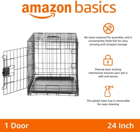 Klatka Metalowa Amazon Basics – 45 x 30 x 36 cm, Jednodrzwiowa