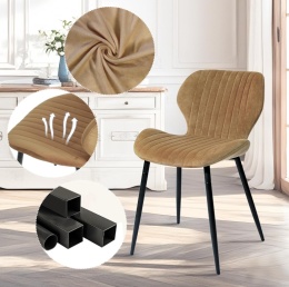 Nowoczesne Krzesło Aksamitne CangLong – Brązowe, Styl Mid-Century