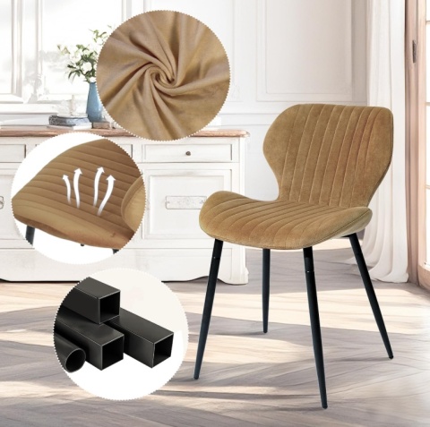 Nowoczesne Krzesło Aksamitne CangLong – Brązowe, Styl Mid-Century