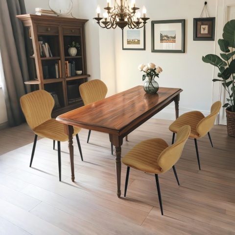 Nowoczesne Krzesło Aksamitne CangLong – Brązowe, Styl Mid-Century