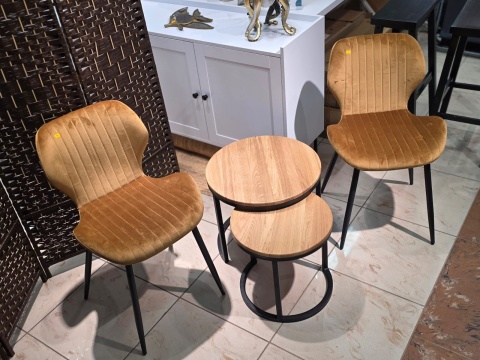 Nowoczesne Krzesło Aksamitne CangLong – Brązowe, Styl Mid-Century
