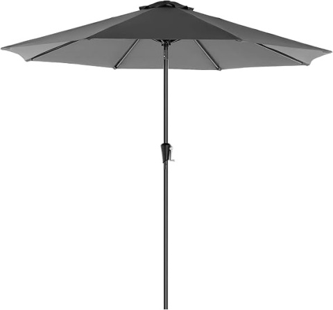 SONGMICS Parasol Ogrodowy 2,7 m – Ośmiokątny, UPF 50+, Poliestrowy, Mechanizm Korby i Nachylenia, Szary