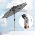 SONGMICS Parasol Ogrodowy 2,7 m – Ośmiokątny, UPF 50+, Poliestrowy, Mechanizm Korby i Nachylenia, Szary
