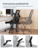 SONGMICS Ergonomiczne krzesło biurowe z siatki, składane podłokietniki, czarne OBN37BK