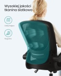SONGMICS Ergonomiczne krzesło biurowe z siatki, składane podłokietniki, czarne OBN37BK