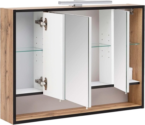 Schildmeyer Szafka z lustrem Max 141880 – dąb wiejski, LED, Soft Close, 80×16×65,6 cm