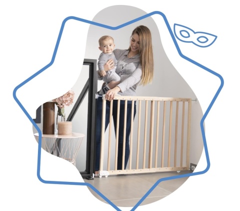 Drewniana Bramka Bezpieczeństwa Badabulle Deco Pop – 63-106 cm, Naturalna