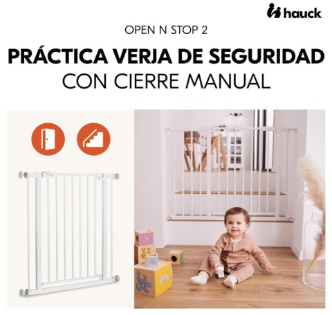 Bramka Bezpieczeństwa Hauck Open N Stop 2 – 75-80 cm, Biała, Bez Wiercenia