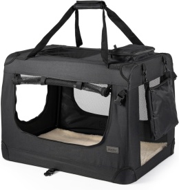 lionto Składany transporter dla psa i kota 60×42×44 cm – czarny, do 12 kg