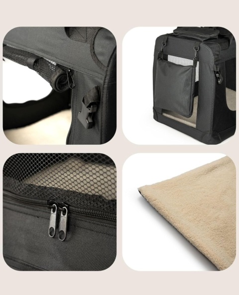 lionto Składany transporter dla psa i kota 60×42×44 cm – czarny, do 12 kg